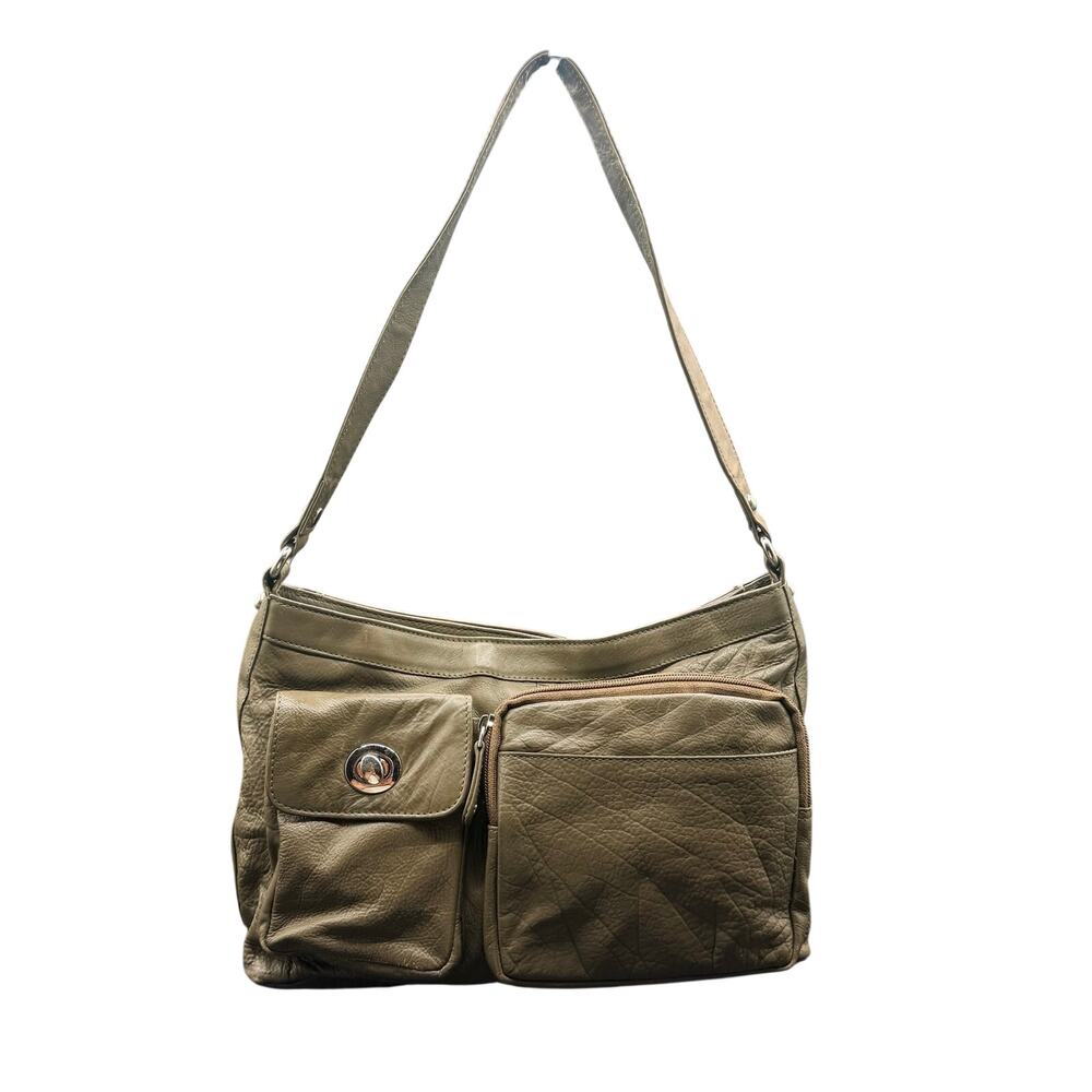 Great American Leatherworks Olive Green Leather Shoulder Hobo Bag